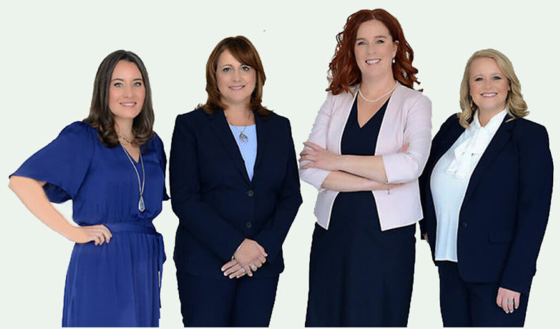 Nelson, Krueger & Millenbach, LLC legal team group shot - Aislinn M. Penkwitz, Teri M. Nelson, Rebecca K. Millenbach and Alison Krueger.